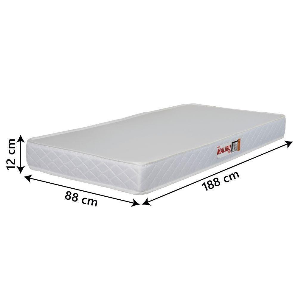 Colchão Solteiro Espuma D20 Malibu 88x188x12cm Branco Hellen Branco - 3