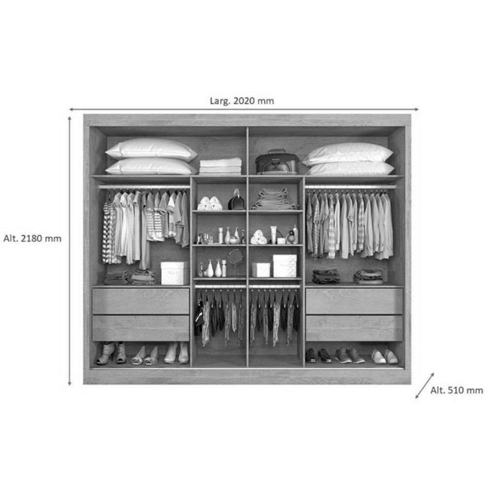 Guarda Roupa Casal 2 Portas de Correr e 4 Gavetas Verona Plus Branco - Europa - 3