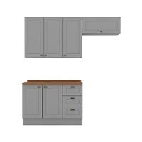 Kit de Cozinha Modulada 4 Peças Americana (2 Aéreos. 1 Balcão, 1 Complemento) Cinza - Henn - 2