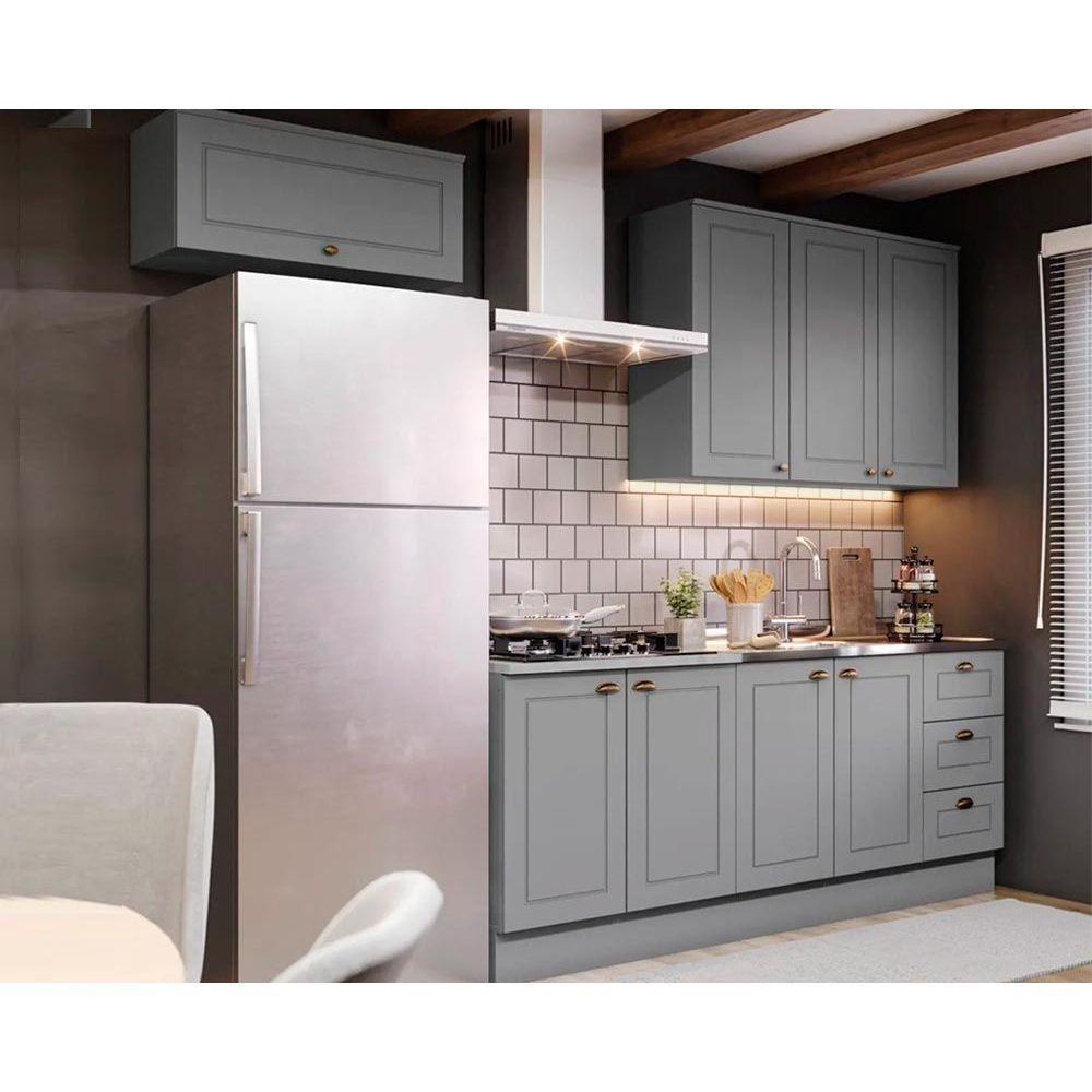 Kit De Cozinha Modulada 5 Peças Americana (2 Aéreos. 2 Balcões, 1 Complementos) Cinza - Henn - 1