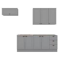 Kit De Cozinha Modulada 5 Peças Americana (2 Aéreos. 2 Balcões, 1 Complementos) Cinza - Henn - 7