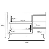 Balcão Gabinete Para Pia Karen 119cm Sem Tampo 2 Portas Branco - Abmaza - 5