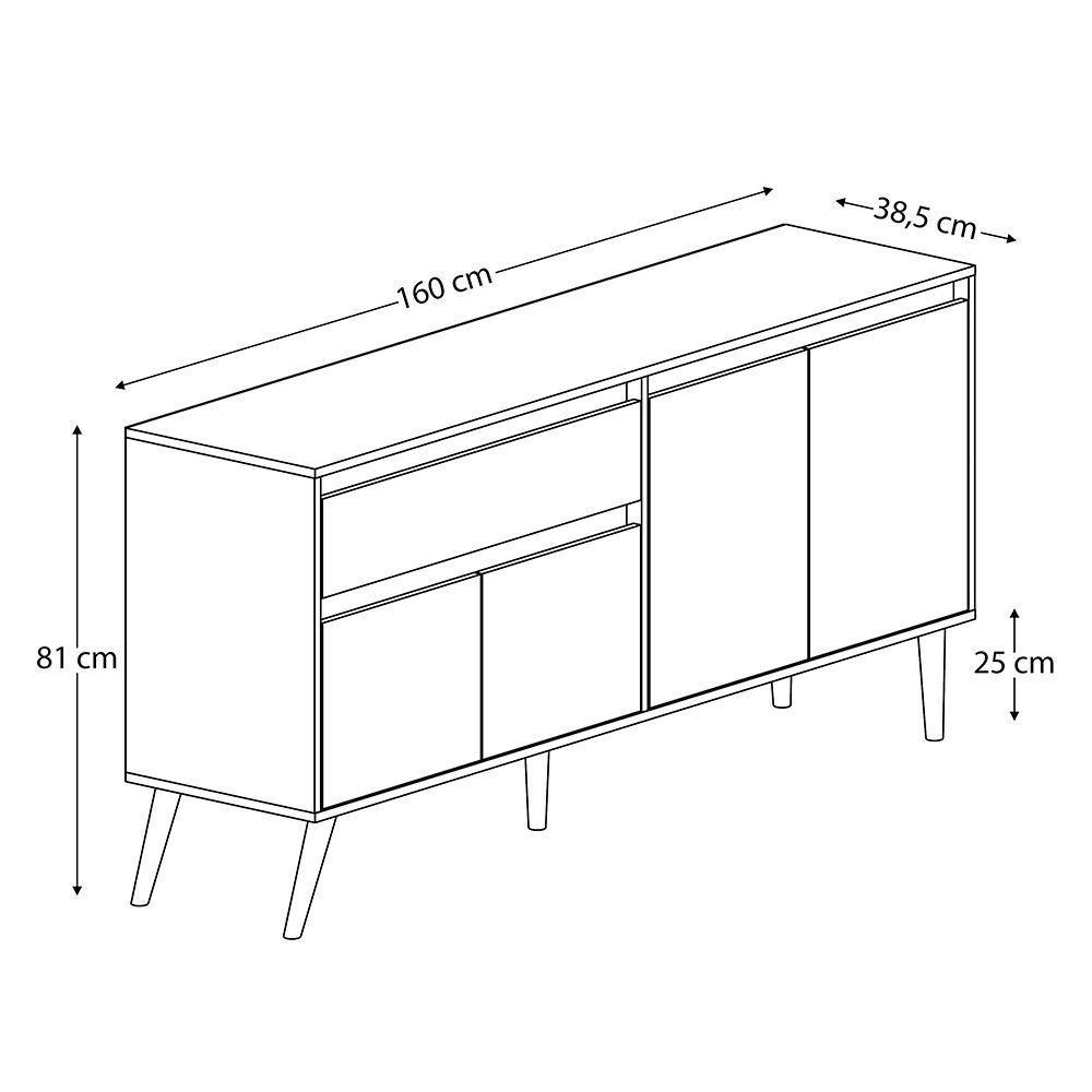 Buffet Aparador Ravi 4 Portas 1 Gaveta Nature Off White - Abmaza - 5