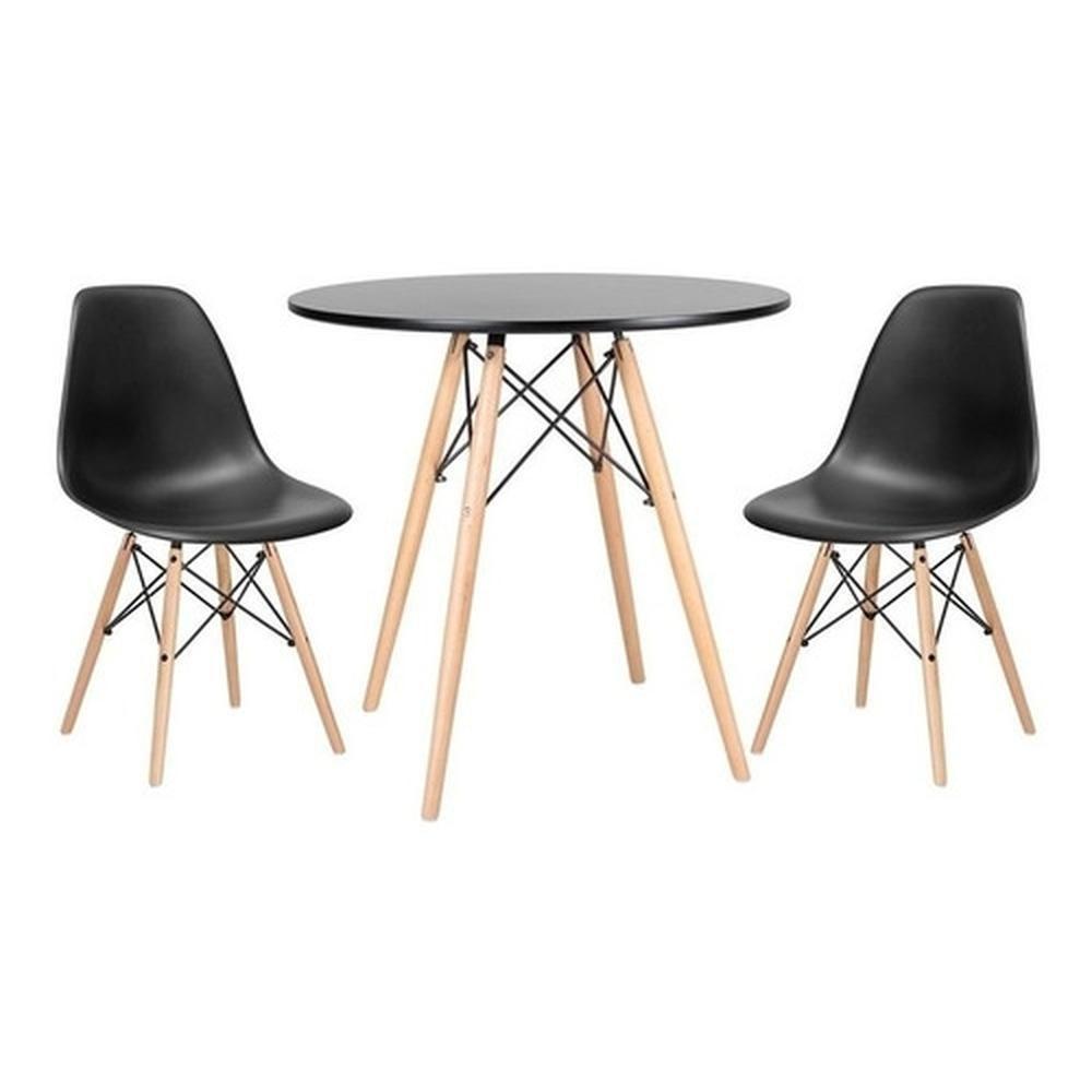 Kit Mesa Jantar Eiffel 80cm Preta + 2 Cadeiras Eames Eiffel - 1