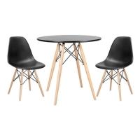 Kit Mesa Jantar Eiffel 80cm Preta + 2 Cadeiras Eames Eiffel - 1