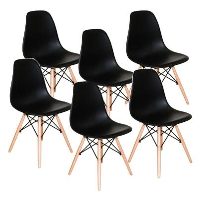 Kit Com 6 Cadeiras Charles Eames Eiffel Preto.