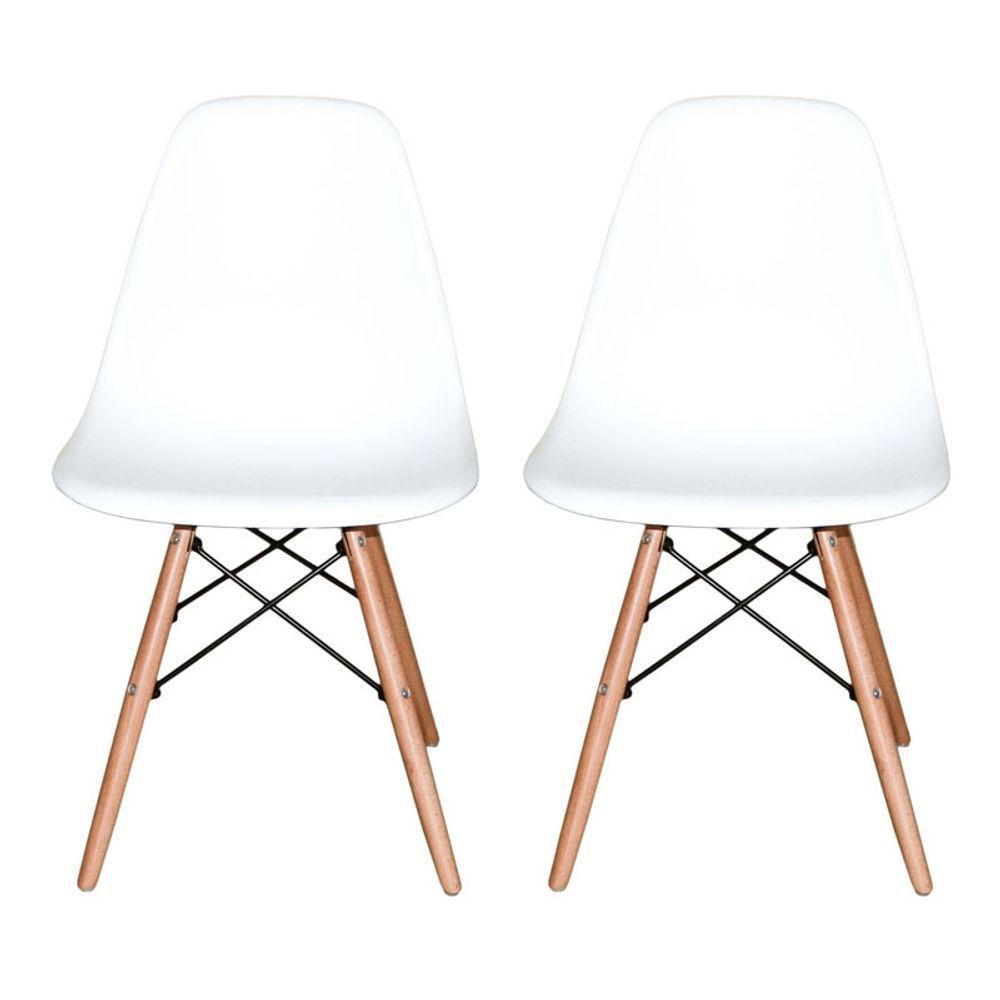 Kit Com 2 Cadeiras Charles Eames Eiffel Branco - 2