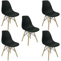 Kit C| 5 Cadeira Charles Eames Eiffel Dkr Wood Preto - 1