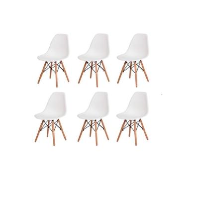 Kit Com 6 Cadeira Charles Eames Eiffel Dkr Wood Branca