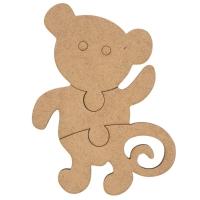 Quebra-cabeça Educativo 100% Mdf Cru 3pçs/4pçs Macaco - 1