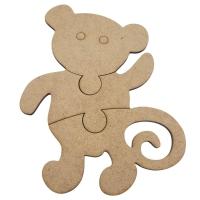 Quebra-cabeça Educativo 100% Mdf Cru 3pçs/4pçs Macaco - 2