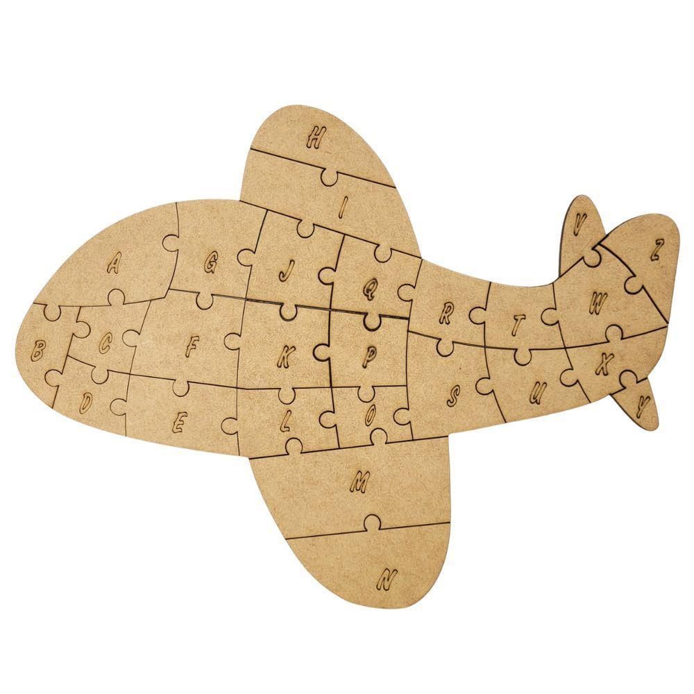 Quebra-cabeça Educativo 100% Mdf Cru 26pçs/35pçs Avião - 1