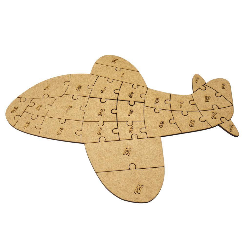 Quebra-cabeça Educativo 100% Mdf Cru 26pçs/35pçs Avião - 3