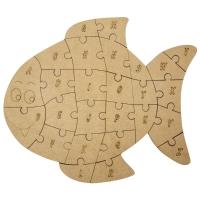 Quebra-cabeça Educativo 100% Mdf Cru 26pçs/35pçs Peixe - 1