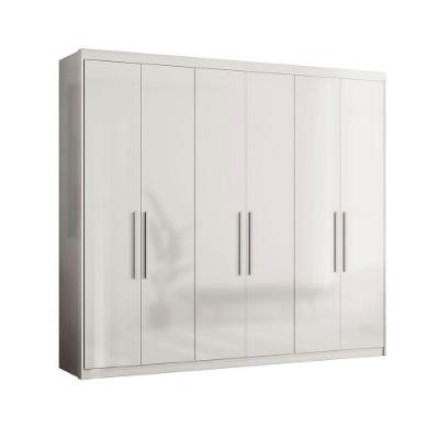 Guarda Roupa Casal Lens 6 Portas 4 Gavetas Branco MDF Demóbile