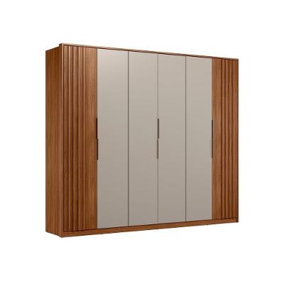 Guarda Roupa Casal Ripado Bali 6 Portas 6 Gavetas Nogueira Touch-Nude Prime TX Demóbile