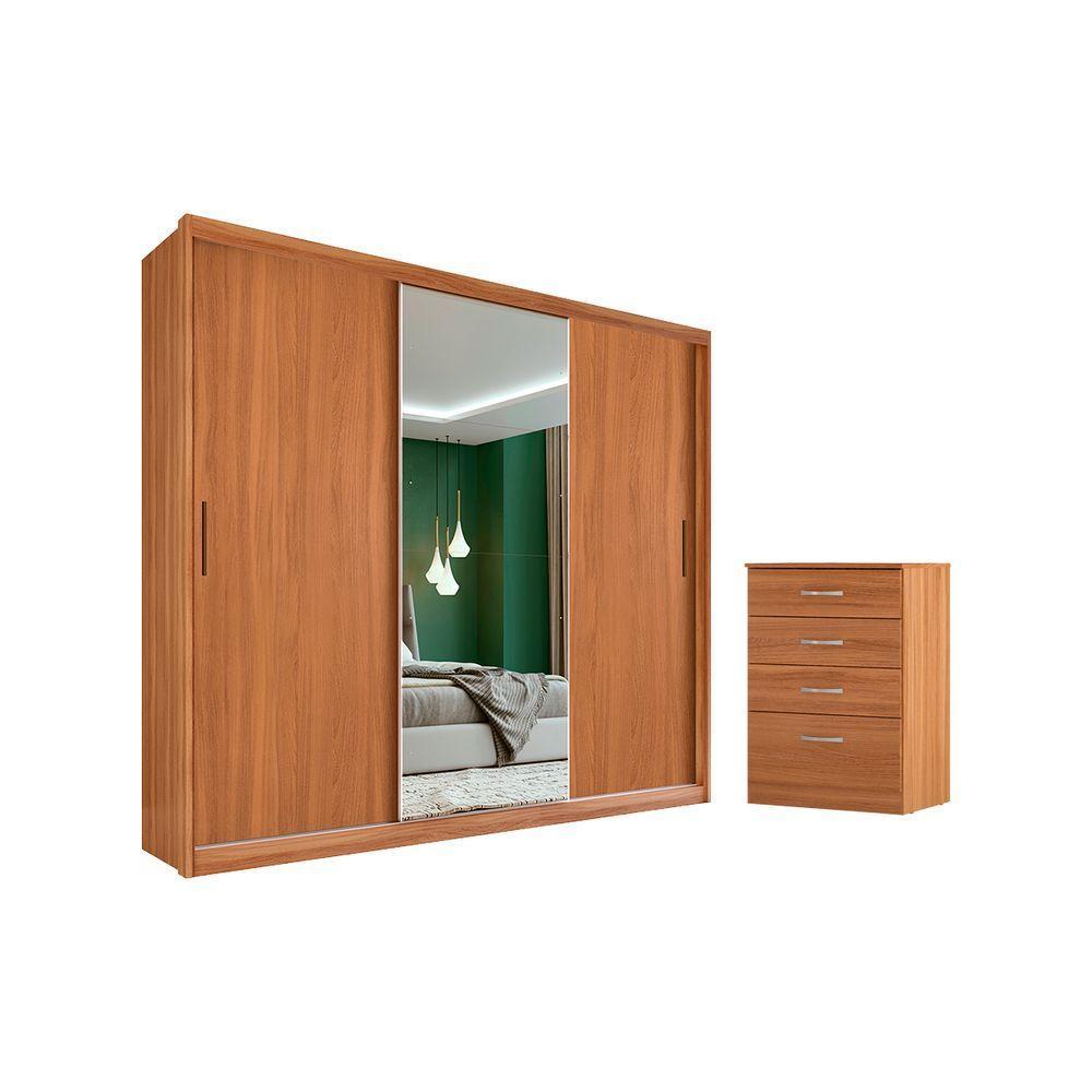 Guarda Roupa E Cômoda Doha Amêndola Off White Touch - 1