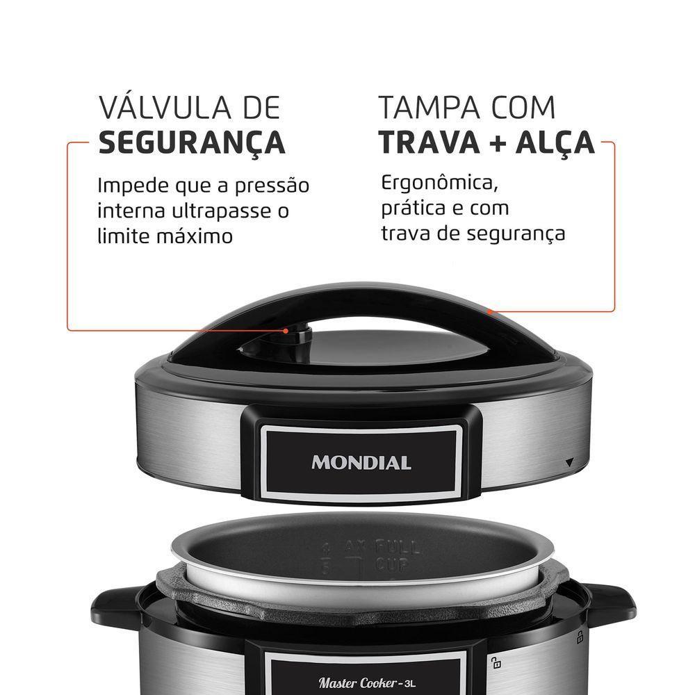 Panela De Pressão Elétrica Mondial Digital Master Cooker Pe-40 Panela Elétrica Pressão-127v-preto/inox - 4
