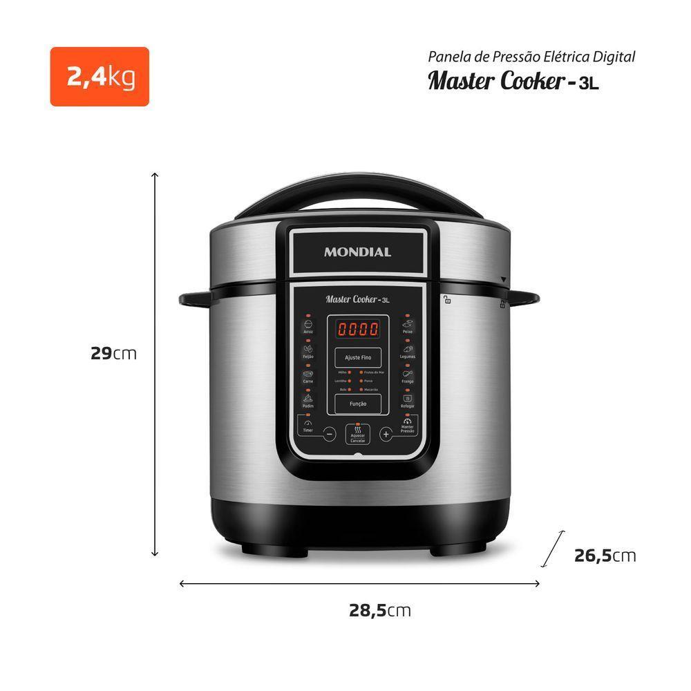 Panela De Pressão Elétrica Mondial Digital Master Cooker Pe-40 Panela Elétrica Pressão-127v-preto/inox - 5