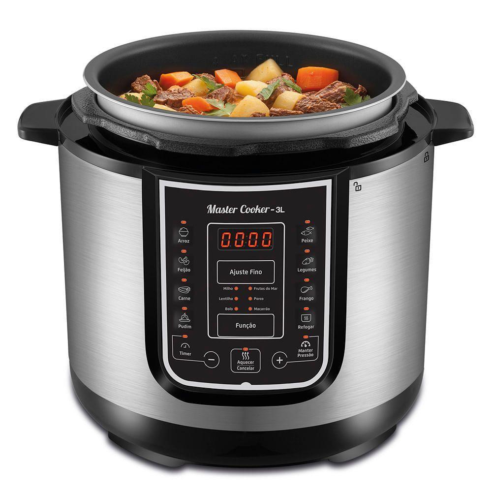 Panela De Pressão Elétrica Mondial Digital Master Cooker Pe-40 Panela Elétrica Pressão-127v-preto/inox - 9