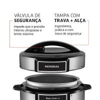 Panela De Pressão Elétrica Mondial Digital Master Cooker Pe-40 Panela Elétrica Pressão-127v-preto/inox