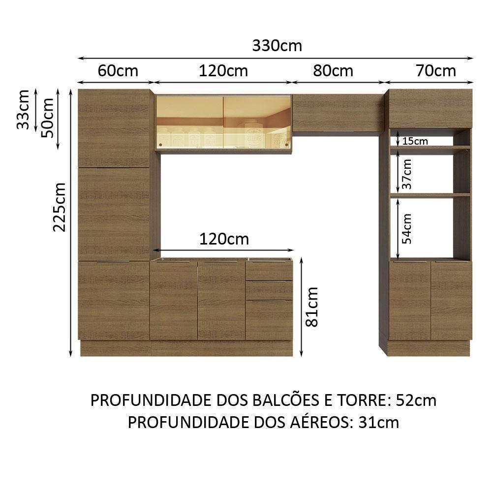 Armário De Cozinha Completa 330cm Rustic Stella Madesa 07 Rustic - 6