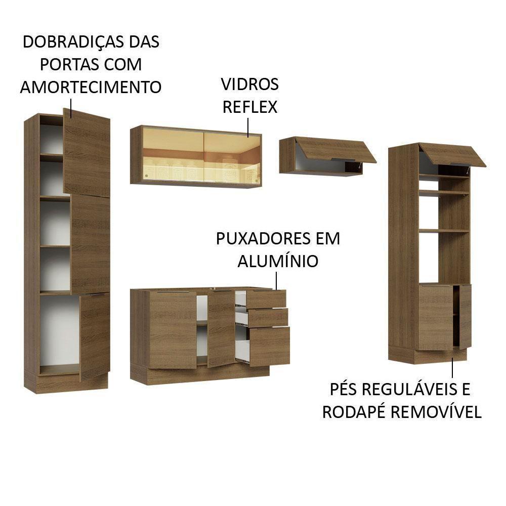 Armário De Cozinha Completa 330cm Rustic Stella Madesa 07 Rustic - 7