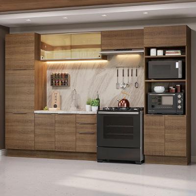 Armário de Cozinha Completa Stella 11 Portas 3 Gavetas MDF 330cm Rustic