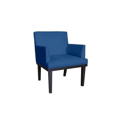 Poltrona Cadeira Vitoria Base Madeira Suede Azul Marinho - Fm