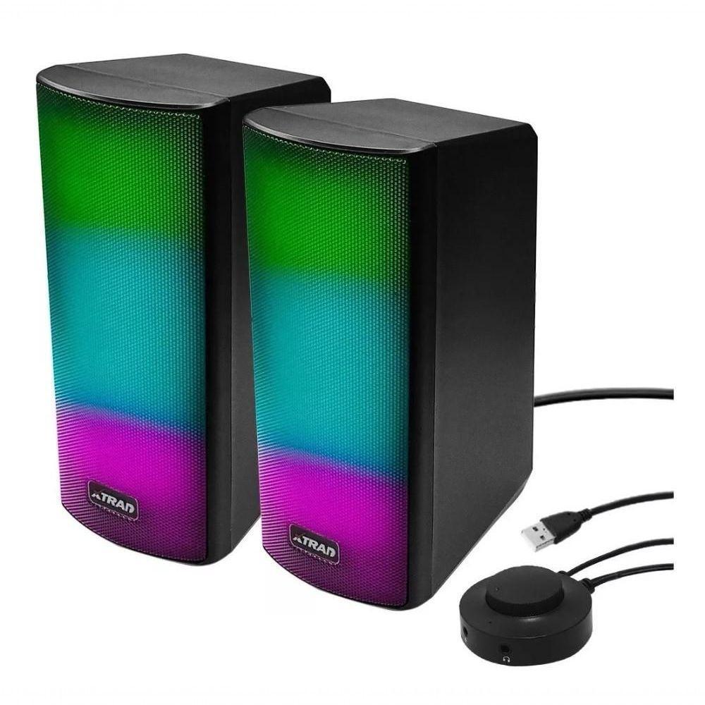 Caixa De Som Bluetooth Cartão Sd Usb Para Pc Notebook E Celular Rgb - 1