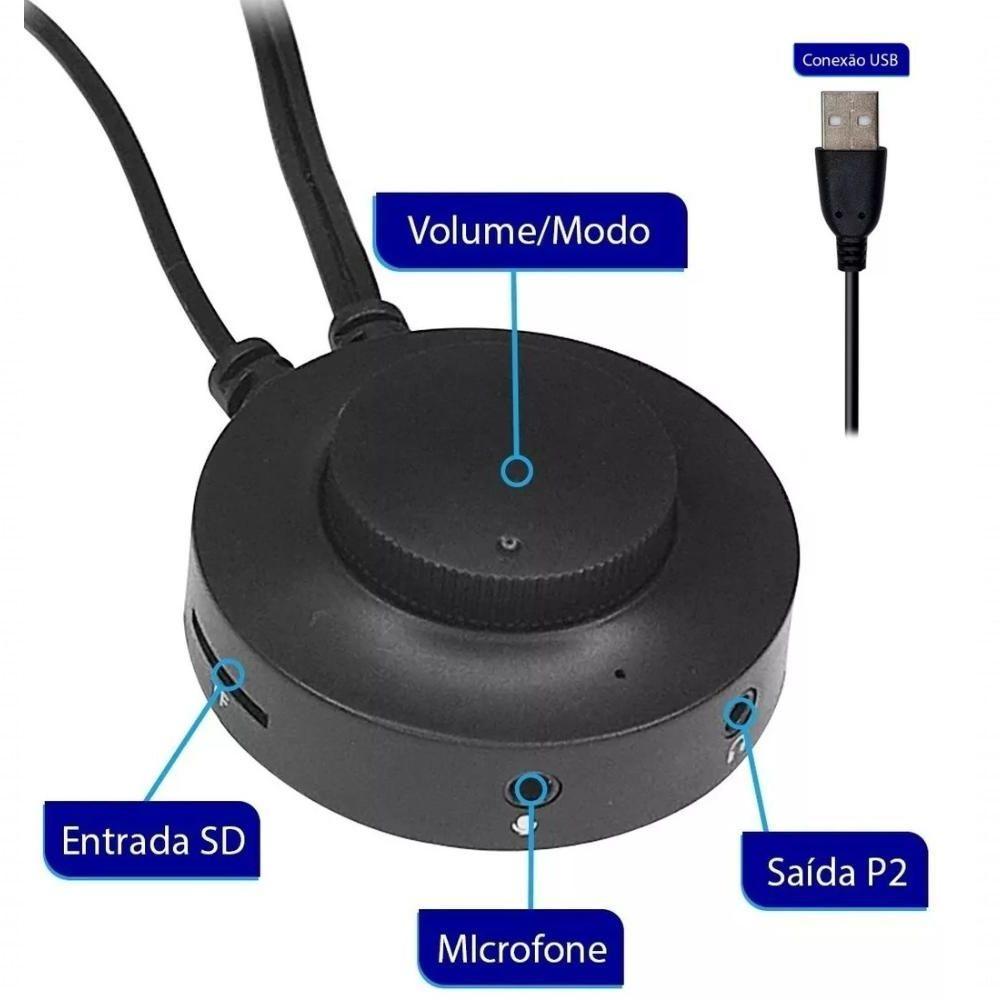 Caixa De Som Bluetooth Cartão Sd Usb Para Pc Notebook E Celular Rgb - 3