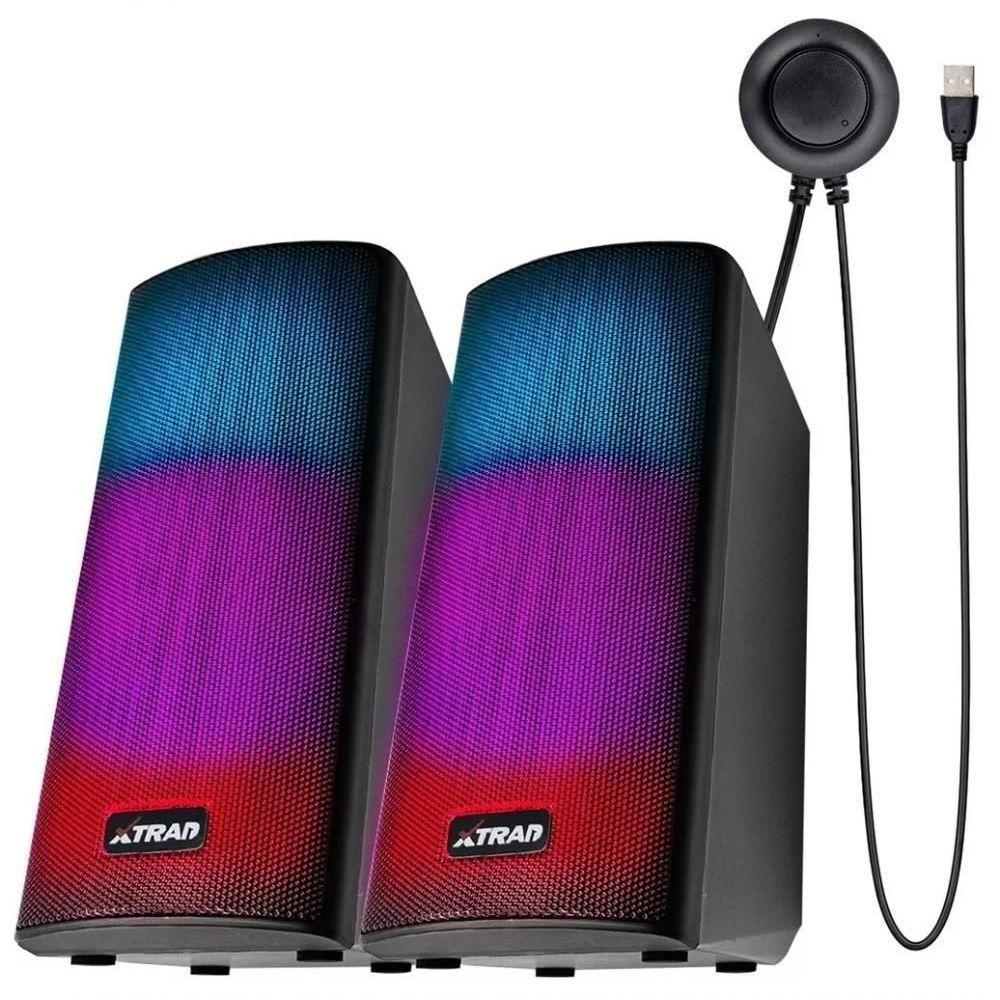 Caixa De Som Bluetooth Cartão Sd Usb Para Pc Notebook E Celular Rgb - 4