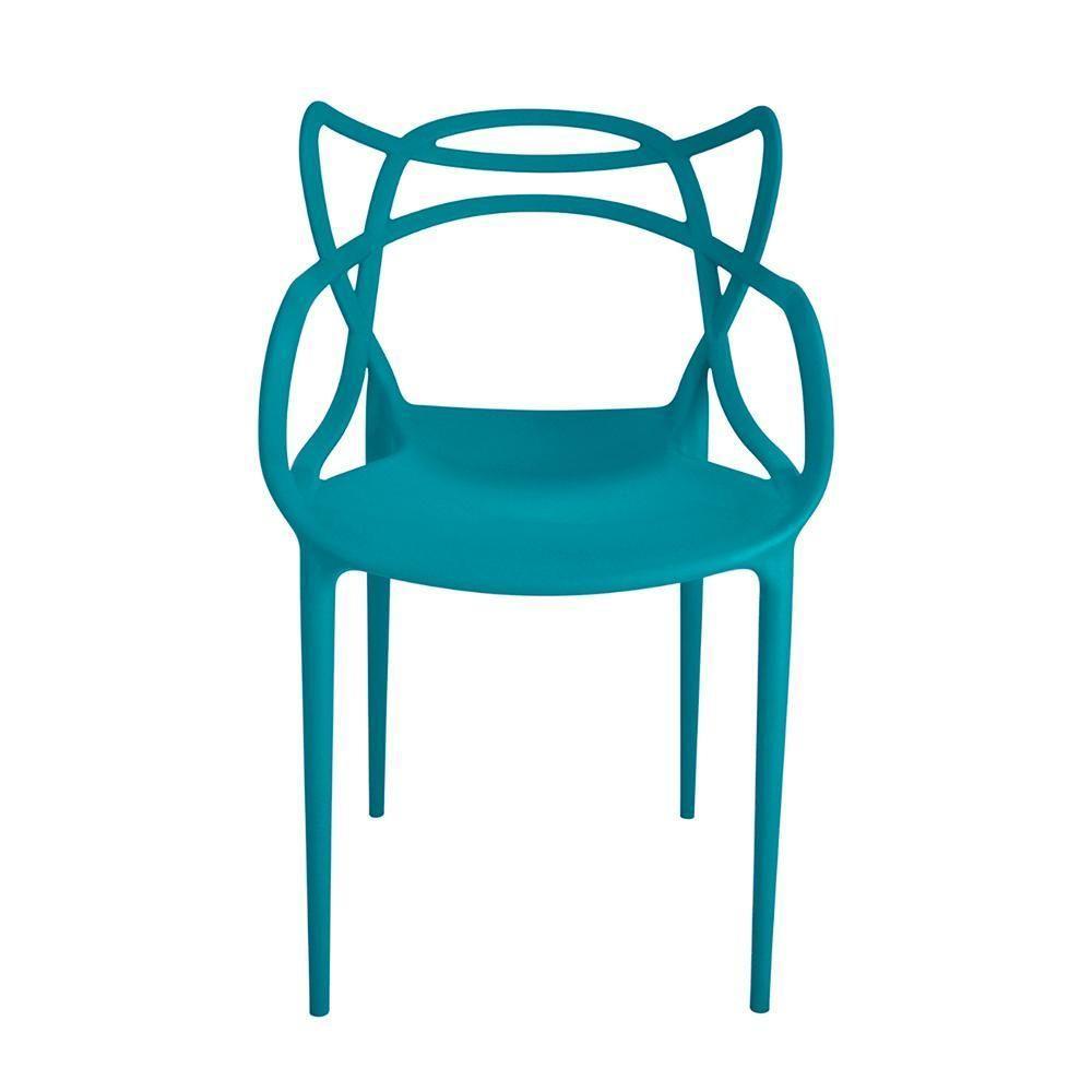 Conjunto Mesa De Jantar Retangular Eiffel Preta 120x80cm Com 4 Cadeiras Allegra - Turquesa - 4