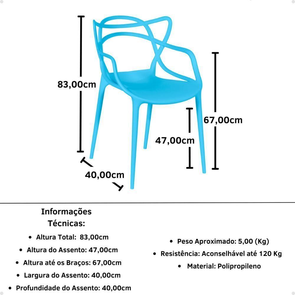 Conjunto Mesa De Jantar Retangular Eiffel Preta 120x80cm Com 4 Cadeiras Allegra - Azul - 2