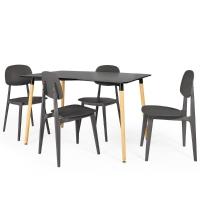 Conjunto Mesa De Jantar Retangular Eiffel Preta 120x80cm Com 4 Cadeiras Itália - Cinza - 1