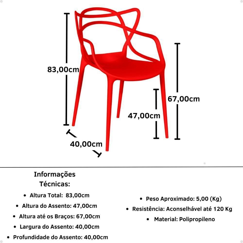 Conjunto Mesa De Jantar Retangular Eiffel Preta 120x80cm Com 4 Cadeiras Allegra - Vermelho - 2