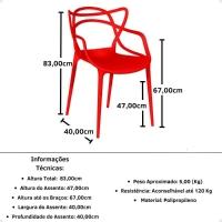 Conjunto Mesa De Jantar Retangular Eiffel Preta 120x80cm Com 4 Cadeiras Allegra - Vermelho - 2