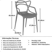 Conjunto Mesa De Jantar Retangular Eiffel Preta 120x80cm Com 4 Cadeiras Allegra - Cinza Escuro - 2