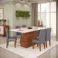 Conjunto De Mesa Dulce Dj 1,80x0,90 Com 6 Cadeiras Zoe Freijo/off White/cinza - 1