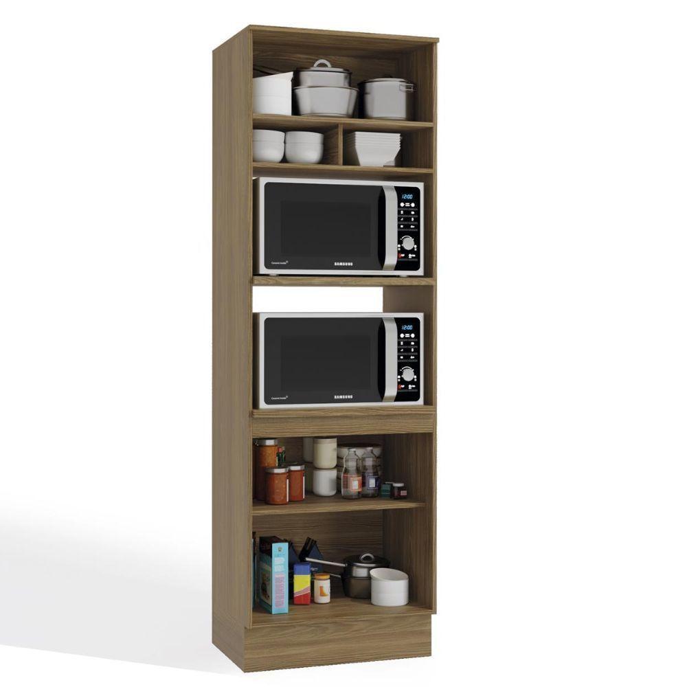 Paneleiro Duplo 70cm 2 Fornos 3 Portas Botanic Kappesberg Nogueira Fosco/verde Oliva - 3