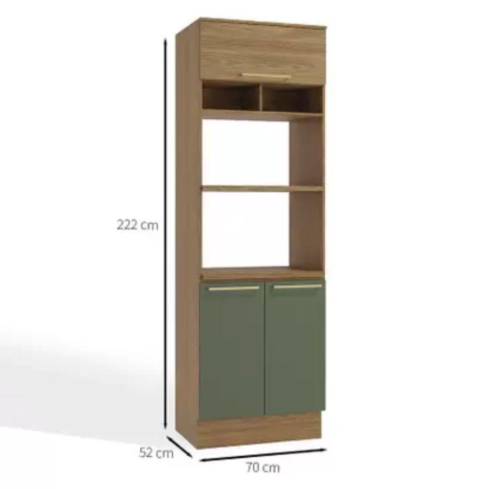 Paneleiro Duplo 70cm 2 Fornos 3 Portas Botanic Kappesberg Nogueira Fosco/verde Oliva - 4