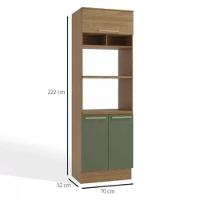 Paneleiro Duplo 70cm 2 Fornos 3 Portas Botanic Kappesberg Nogueira Fosco/verde Oliva - 4