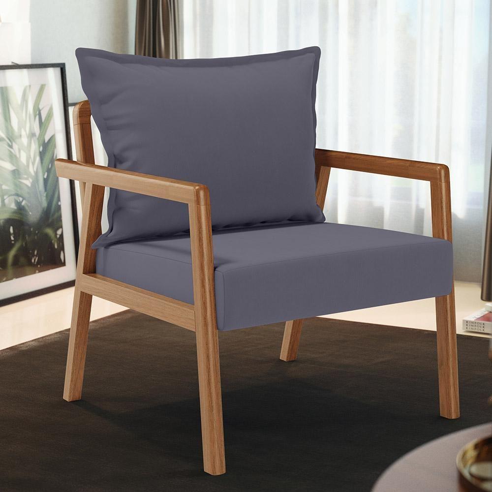 Poltrona Decorativa Para Sala De Estar E Living Alícia B04 Suede Cinza - Lyam Decor - 3