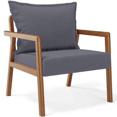 Poltrona Decorativa Alícia B04 Para Sala De Estar Suede Cinza Lyam Decor