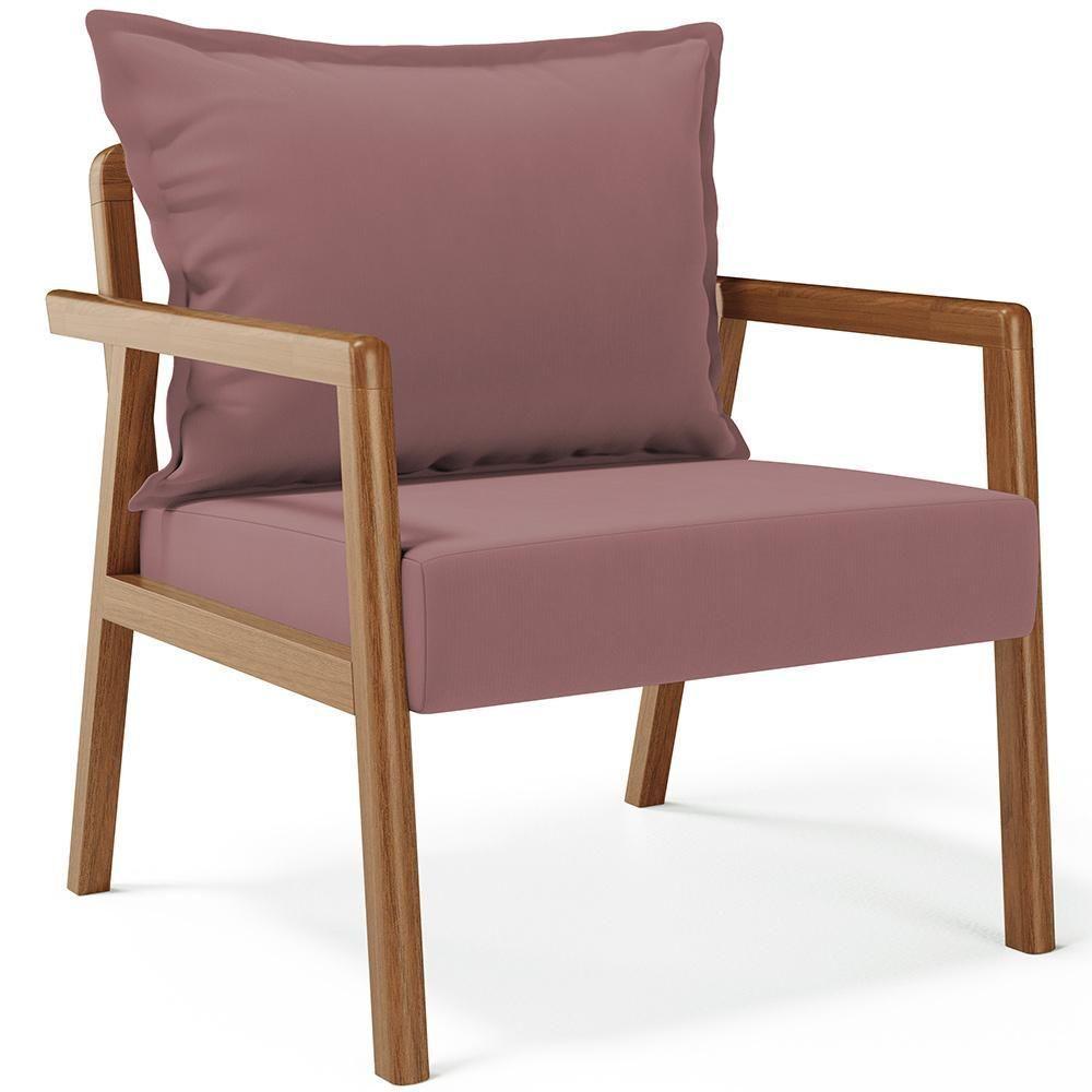Poltrona Decorativa Para Sala De Estar E Living Alícia B04 Suede Rosê - Lyam Decor - 1