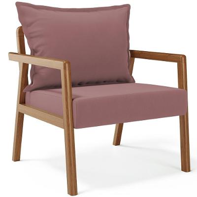 Poltrona Decorativa Alícia B04 Para Sala De Estar E Living Suede Rosê Lyam Decor