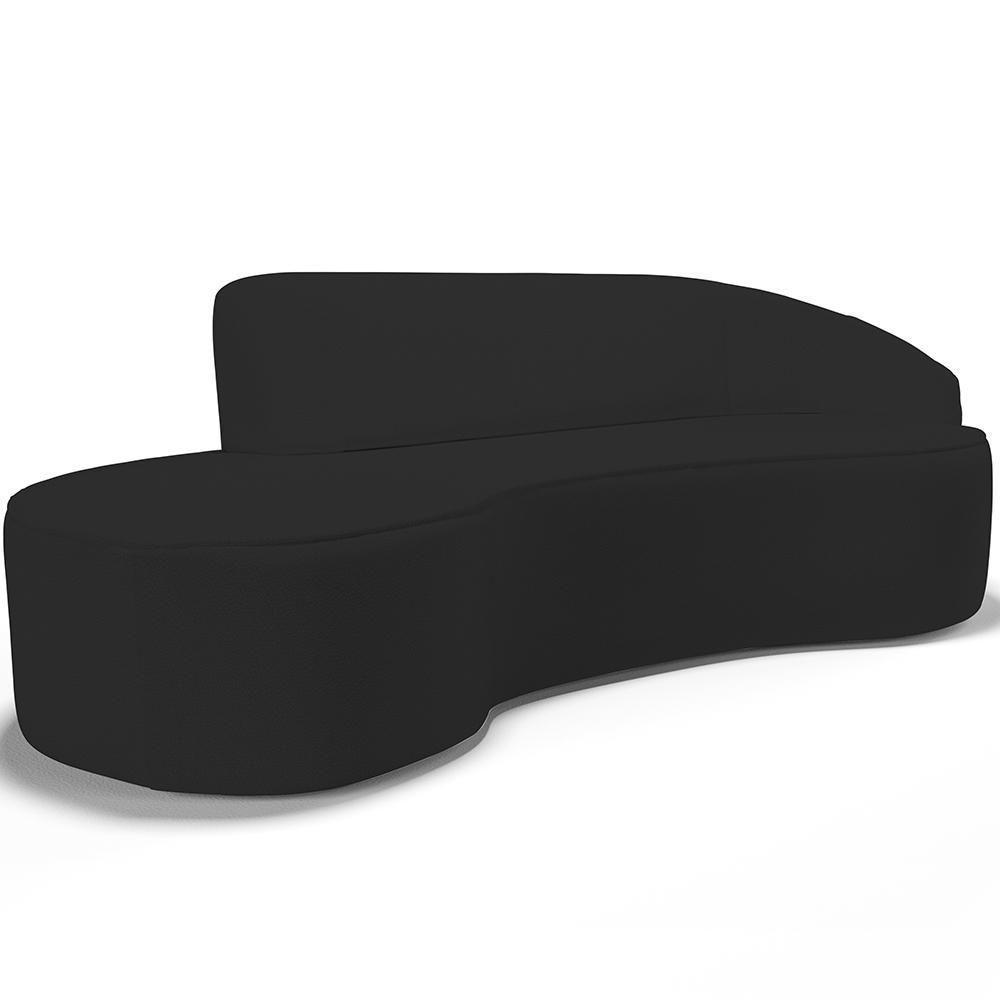 Sofá 3 Lugares Curvo Sala De Estar Living Firenze Direito D02 Corano Preto 180 Cm C-05 - Lyam - 1