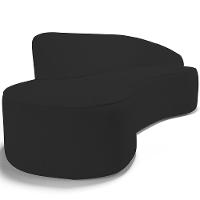 Sofá 3 Lugares Curvo Sala De Estar Living Firenze Direito D02 Corano Preto 180 Cm C-05 - Lyam - 2