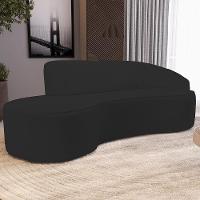 Sofá 3 Lugares Curvo Sala De Estar Living Firenze Direito D02 Corano Preto 180 Cm C-05 - Lyam - 7