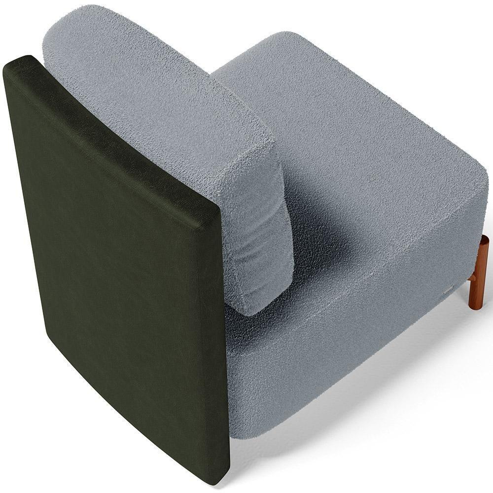 Poltrona Decorativa Sala Estar Living Pés Madeira Hungria L02 Couríssimo Verde Bouclê Cinza - Lyam - 6